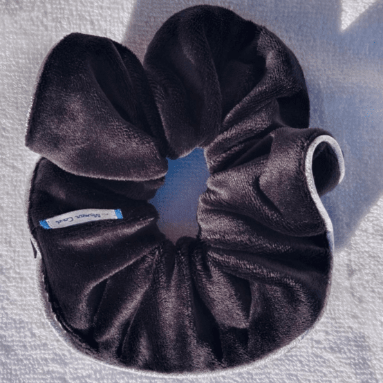 Large Piping Scrunchie black velvet