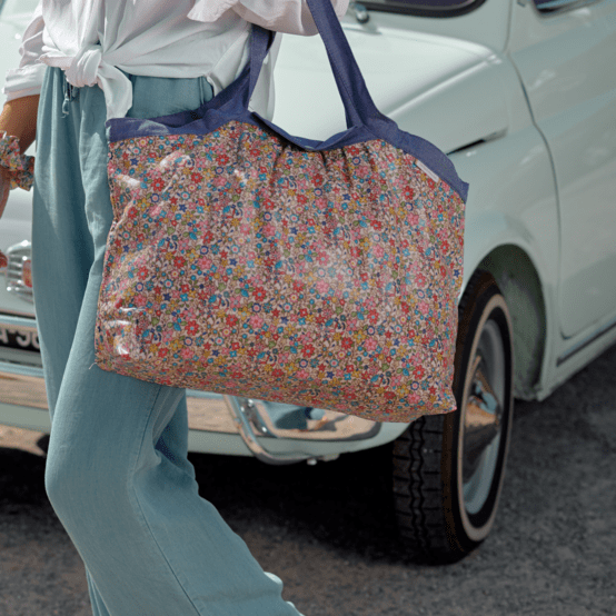 Pleated tote bag - Medium size mille et une fleurs