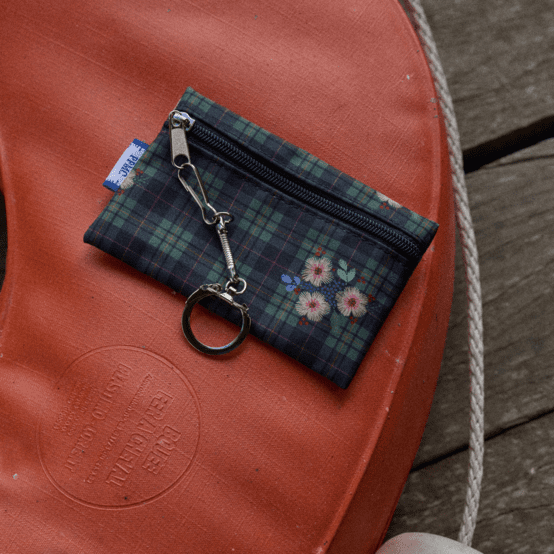 Keyring  wallet tartan fleuri
