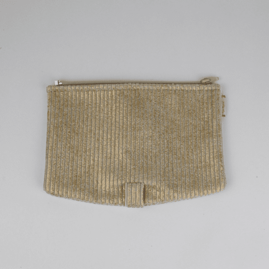 Flap of shoulder bag gold large corduroy