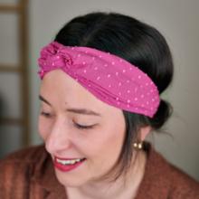 crossed headband plumetis rose fuchsia