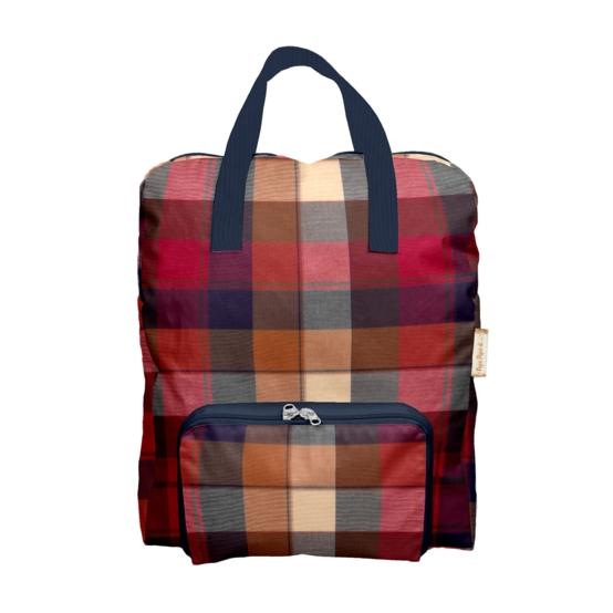 Foldable rucksack Gaby ruby lurex tartan