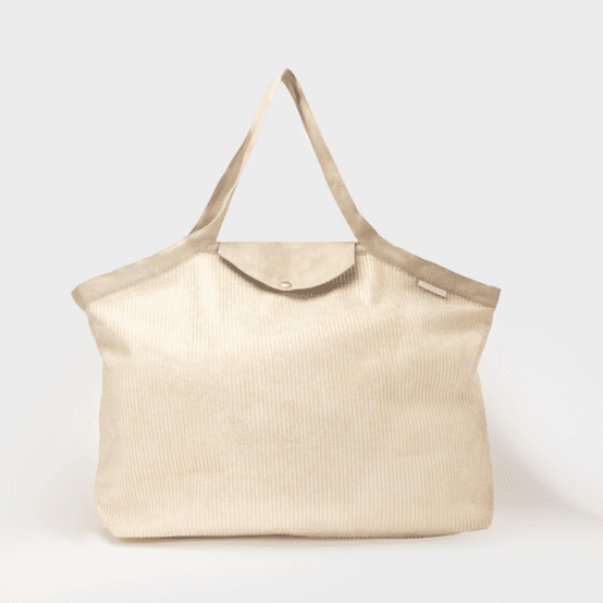 Tote bag with a zip gold large corduroy