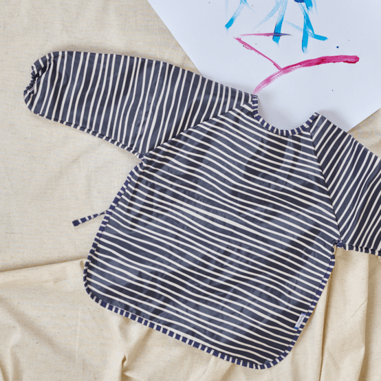 Bib sleeves striped  ivory navy