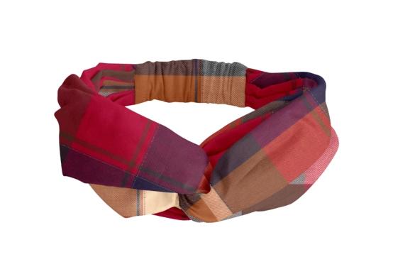 Children's double-breasted headband ruby lurex tartan