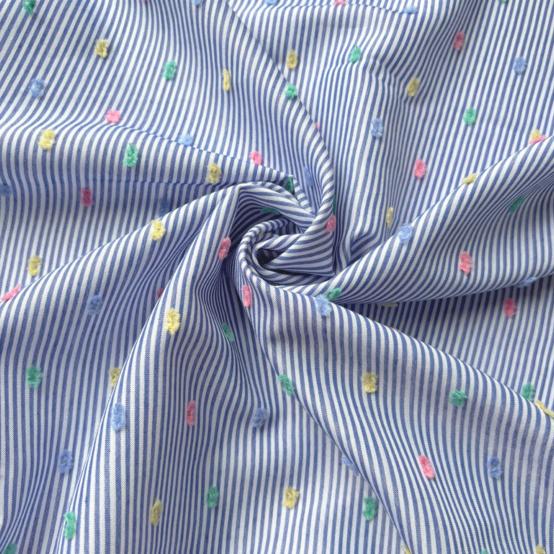 Fabric rayé plumetis multicolore