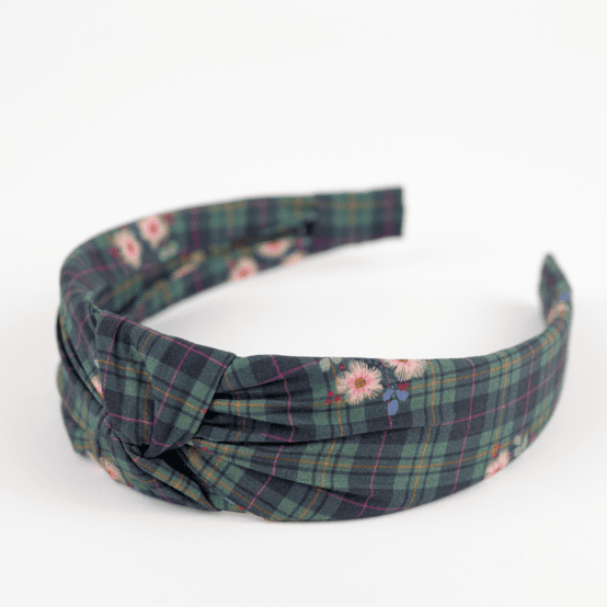 Large Crossed Headband tartan fleuri