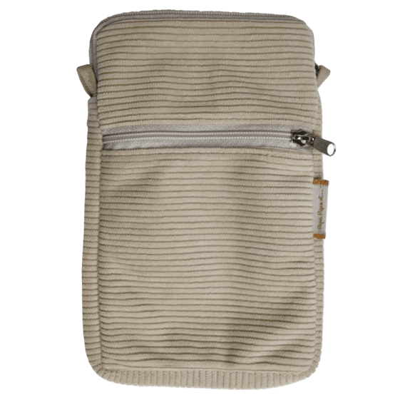 Quilted phone pocket beige corduroy