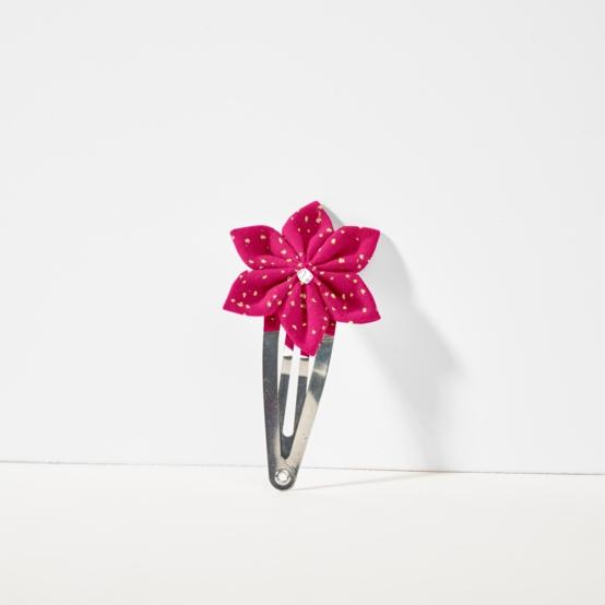 Star flower hairclip fuchsia pailleté