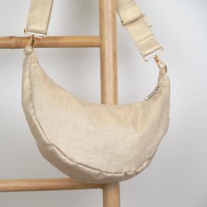 Half-moon bag golden linen