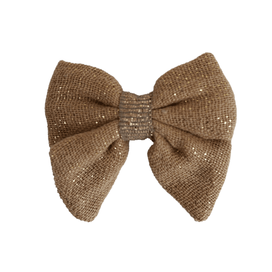 Mini bow tie clip gaze pailletée camel