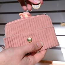 zipper pouch card purse blush pink corduroy
