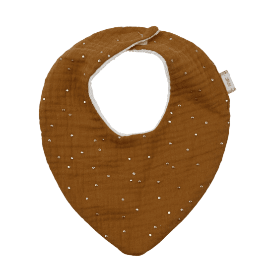 bandana bib gaze pois or caramel