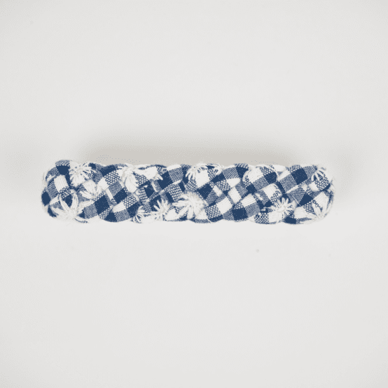 Plait hair slide navy embroidered gingham