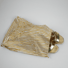 Lingerie bag rayé or blanc