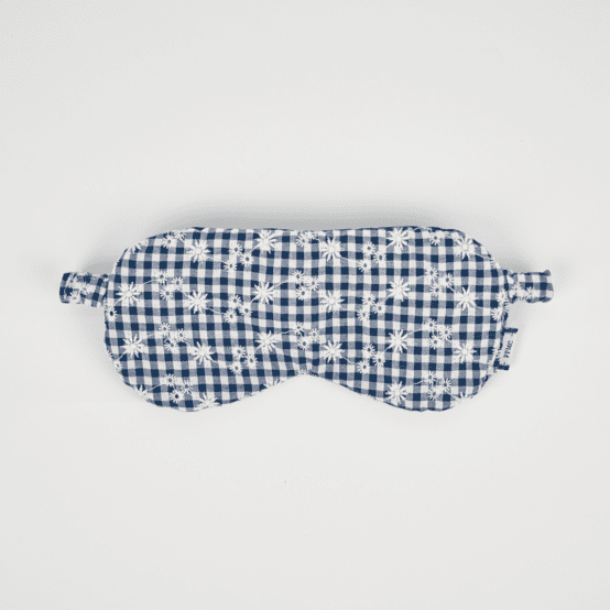 Night mask navy embroidered gingham