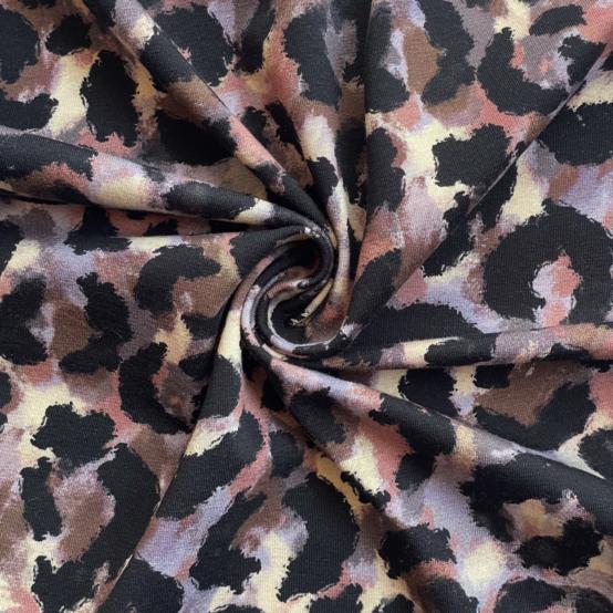 Jersey fabric watercolor leopard