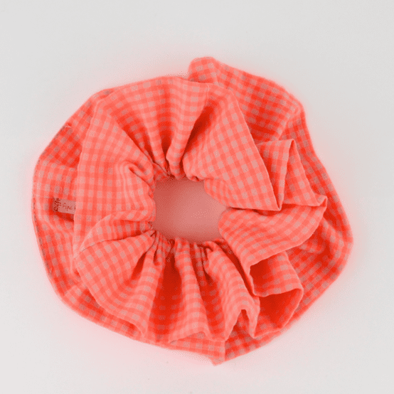 Maxi Double Scrunchie neon orange gingham