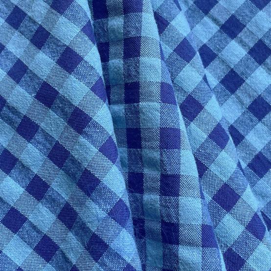 Cotton fabric ex2533 navy blue seersucker gingham