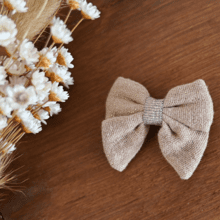 Mini bow tie clip gaze pailletée camel