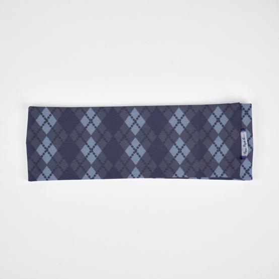 Stretch jersey headband  blue argyle