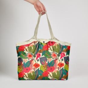Pleated tote bag - Medium size fleurs des iles