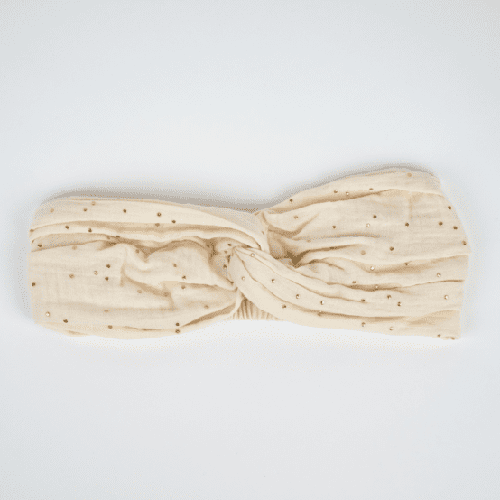 crossed headband gaze pois or écru