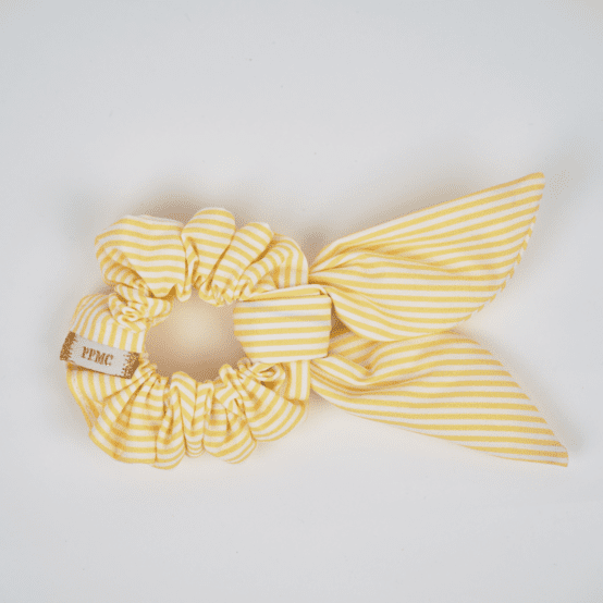 Bunny ear Scrunchie yellow stripes