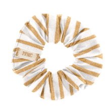 Small scrunchie rayé or blanc