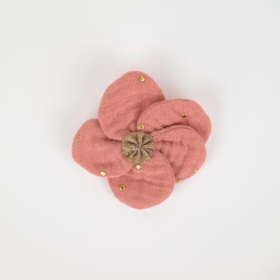 Flower petal hair slide small  gaze pois or rose thé