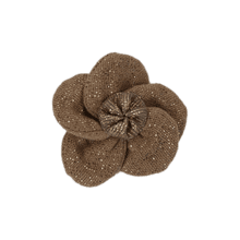 Mini Flower petal hair slide gaze pailletée camel