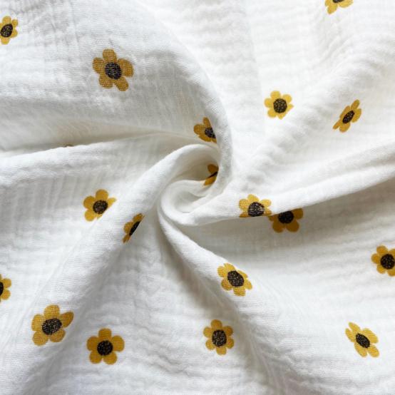 Cotton Fabric ex2517  white buttercup double gauze