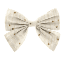 Bow tie hair slide gaze pois or écru