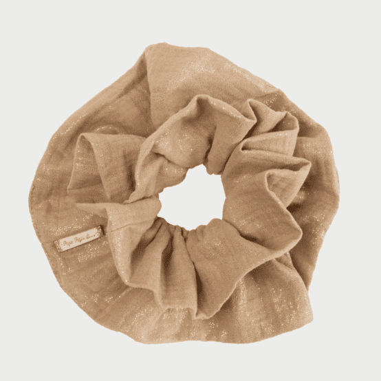 Double XL Scrunchie gaze pailletée camel