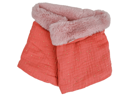 Children fur scarf snood gaze pois or rose blush