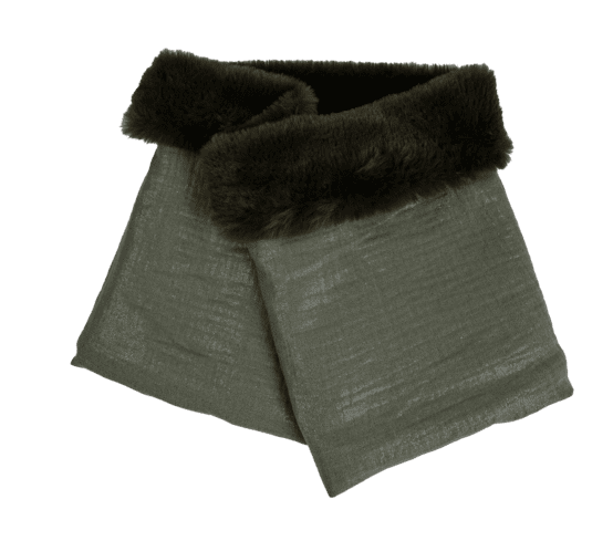 Adult Fur scarf snood gaze pailletée kaki