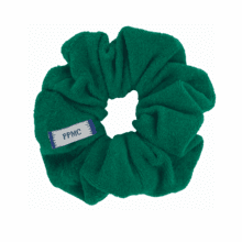 Small scrunchie flashy green terry towelling