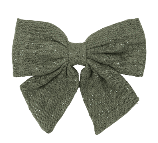 Bow tie hair slide gaze pailletée kaki