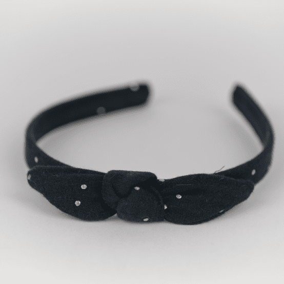 bow headband gaze pois or noir