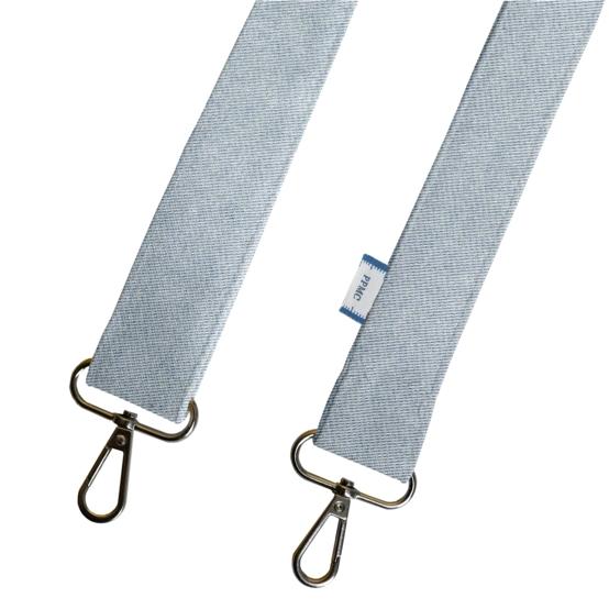 Narrow shoulder strap iridescent denim