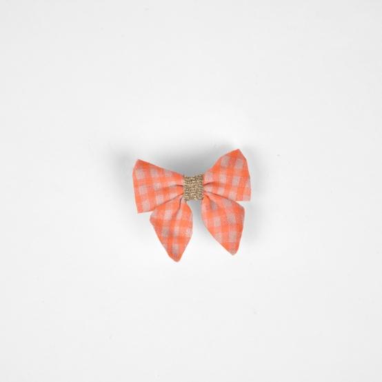 Mini bow tie clip neon orange gingham