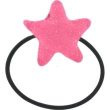 Pony-tail elastic hair star glittery pink