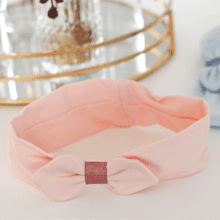 Jersey knit baby headband powder pink