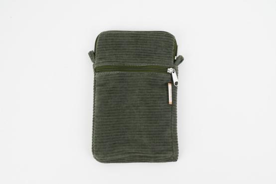 Quilted phone pocket velours côtelé kaki