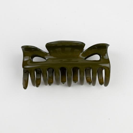 Small Classic Hair Clip lacquered khaki