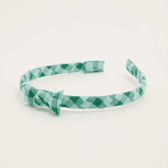 Thin headband green mint gingham
