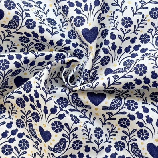 Cotton fabric scandinavia bleu