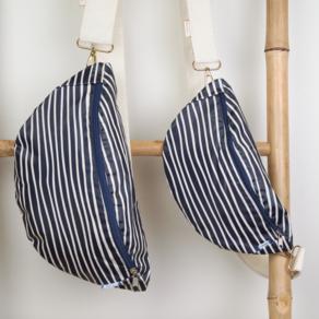 Small banana bag striped  ivory navy