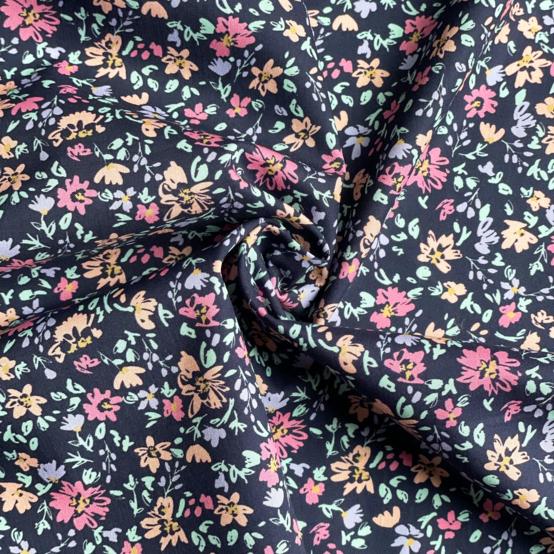 Cotton fabric ex2663 navy peps flower