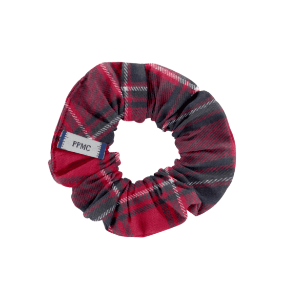 Small scrunchie tartan rouge